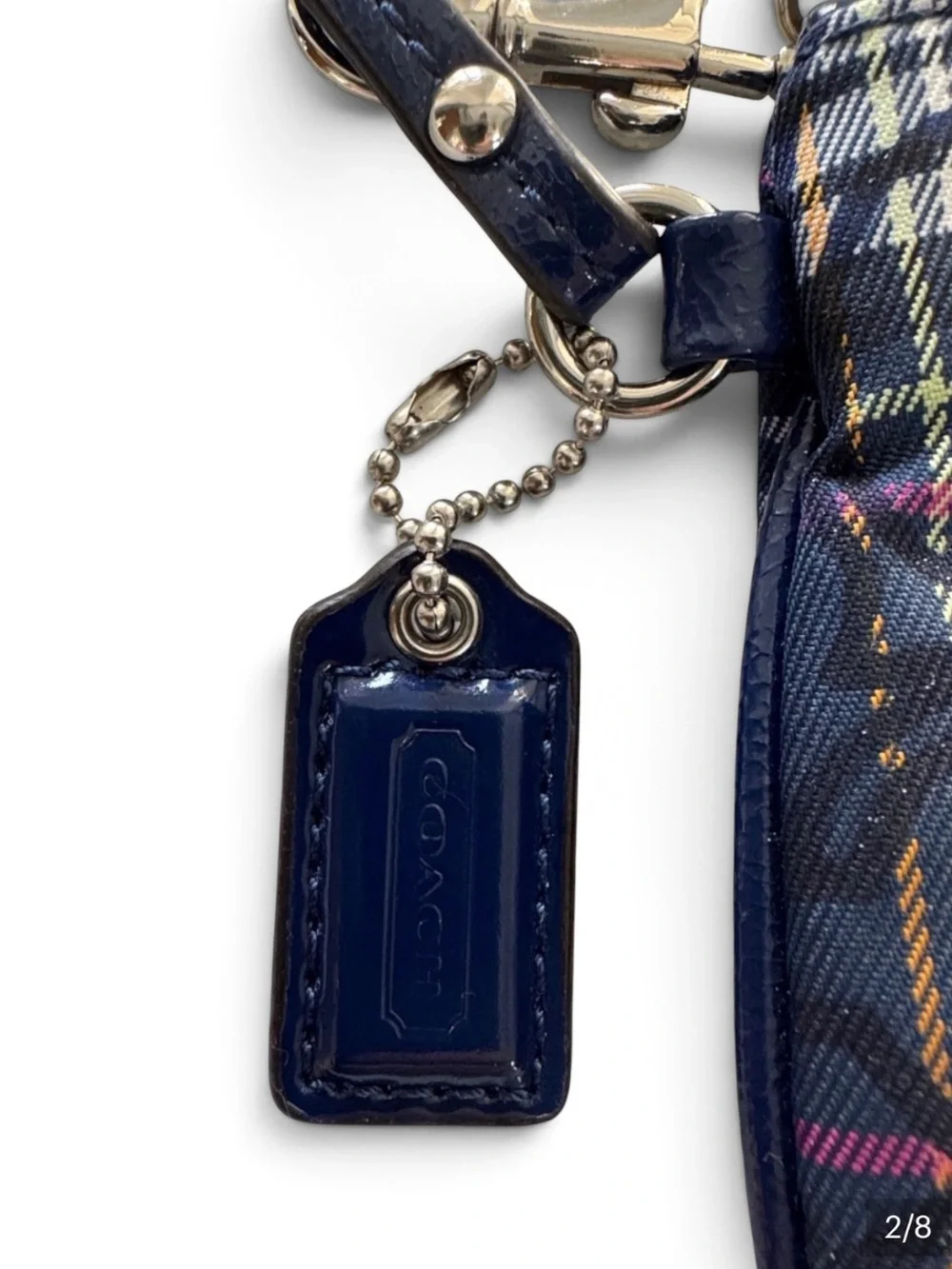 ✨💎EUC💎✨COACH Poppy Coach Plaid Wristlet with Glitter Embellished C print.